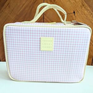 NWT Tender Love + Carry Toiletry Pink Mini Checker Weekender Bag with Hanger